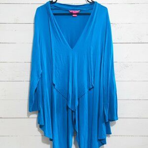 Sunny Leigh XL Blue V-Neck Tunic Top Long Sleeve